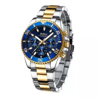 Men's Watches Chronograph Stainless Steel Waterproof Date Analog Quartz Watch Fashion Wrist Watches for Men
